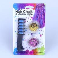 Super fashion hair beauty chunky glitter for hair temporary hair dye chalk kit