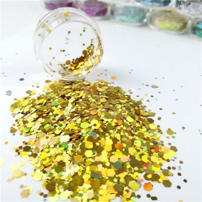 Eco-friendly 12 Mixed Shapes Makeup and Craft Chunky Glitter Set